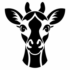 Giraffe head Silhouette vector illustration on white background 