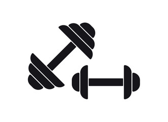 two dumbbell symbols on white background