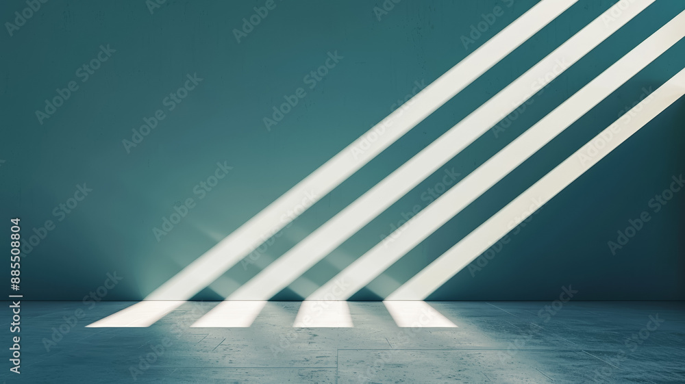 Aufkleber wall with light casting angular shadows dynamic architectural design white and dark blue tones
