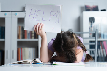 girl studying and asking for help
