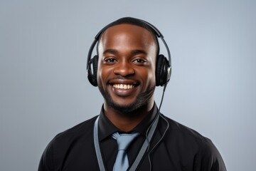 african american telemarketer agent and corporate operator concept