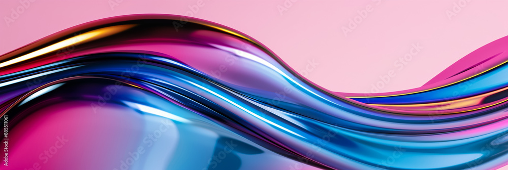 Poster abstract background with liquid metallic waves iridescent colors fluid and dynamic