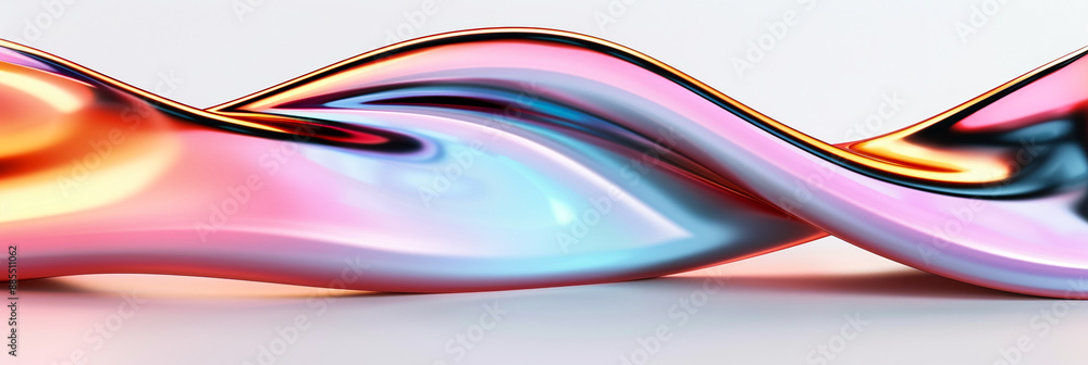 Poster abstract background with liquid metallic waves iridescent colors fluid and dynamic