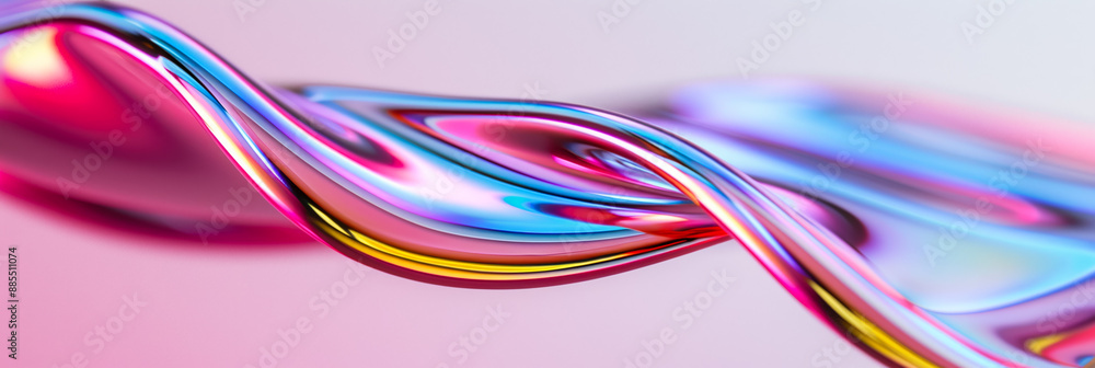 Aufkleber abstract background with liquid metallic waves iridescent colors fluid and dynamic