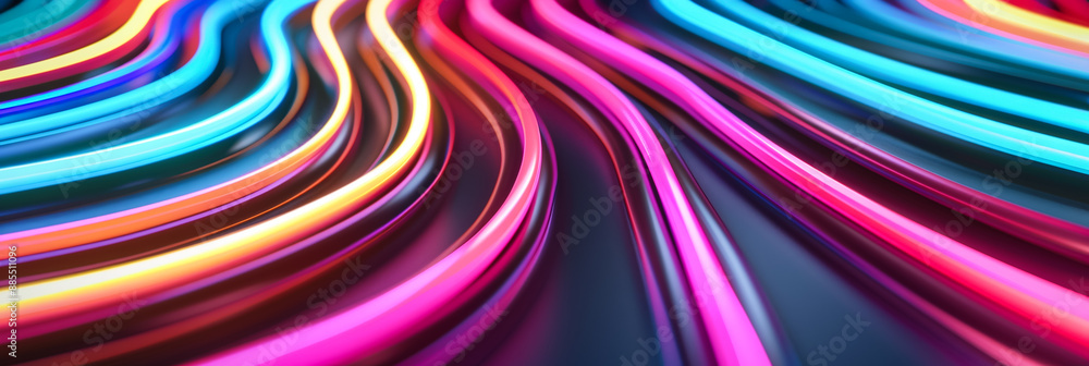 Poster abstract background with swirling neon colors and geometric shapes futuristic and surreal glowing pa