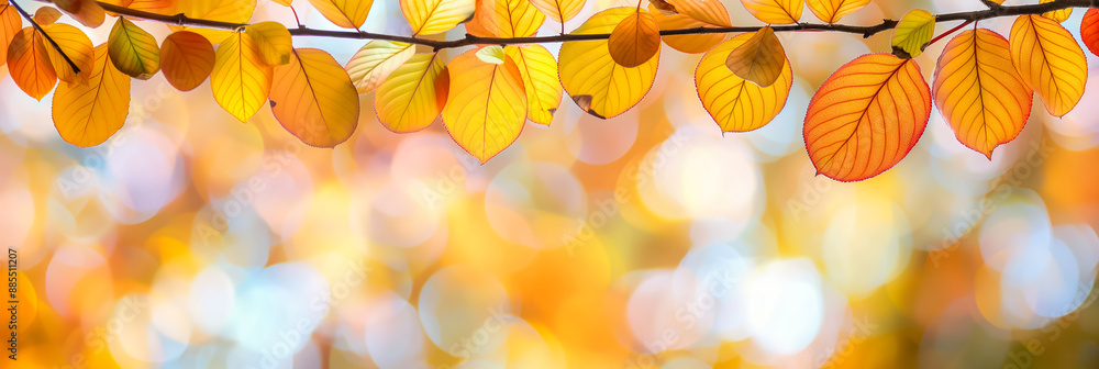Poster abstract blurred autumn background with shades of orange yellow and red soft bokeh effect