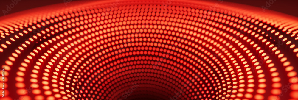 Poster abstract halftone radial pattern in shades of red and orange dynamic and vibrant