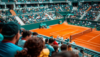 Fans Watching a Match in the Stands at Roland Garros during the Paris 2024 Olympics