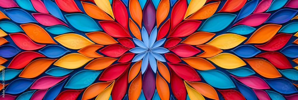 Poster background with kaleidoscopic patterns in vibrant colors intricate and hypnotic