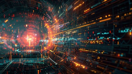 Obraz premium A creative collage of stock market symbols, graphs, and digital elements blending together, representing the interconnectedness of global markets.