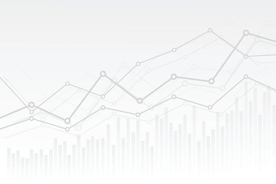 abstract financial chart with uptrend line graph and numbers in stock market on gradient white color background