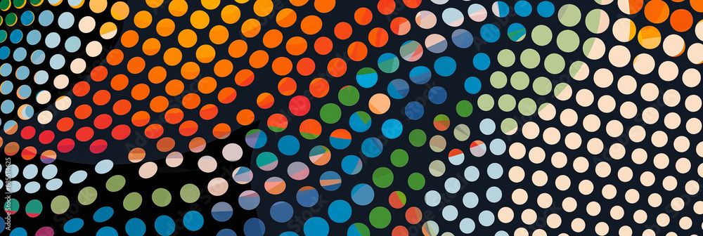 Poster halftone background with concentric circles vibrant colors dynamic design