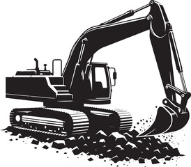 Construction excavator silhouette vector illustration isolated on a white background
