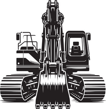 black excavator front view clip art preview