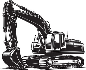 Construction excavator silhouette vector illustration isolated on a white background © Md Hasan