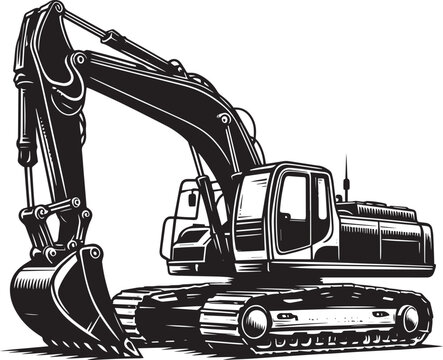 recommend clip art: Construction excavator silhouette vector illustration isolated on a white background