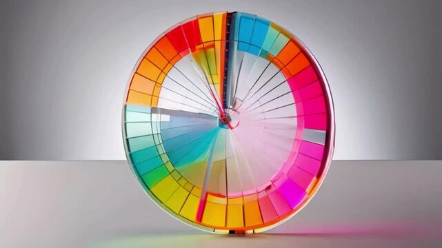 Protractor made of transparent acrylic, with geometric shapes highlighted in different colors