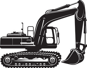 Construction excavator silhouette vector illustration isolated on a white background