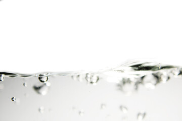 The water surface moves smoothly and has air bubbles.