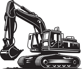Construction excavator silhouette vector illustration isolated on a white background