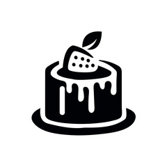 Vector icon of strawberry cake. graphic piece of silhouette cake. icon for confectionery shop or cafe. 
