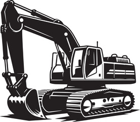 Construction excavator silhouette vector illustration isolated on a white background © Md Hasan