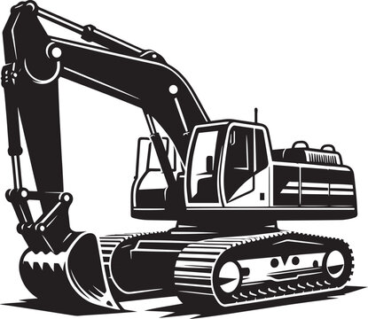 Construction excavator silhouette vector illustration isolated on a white background