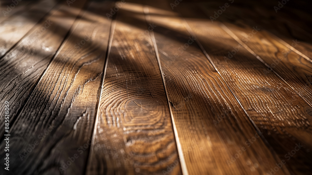Poster close up of a dark wood background with rich grains and texture shadows adding depth