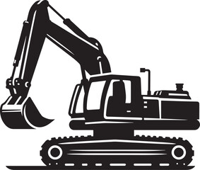 Construction excavator silhouette vector illustration isolated on a white background