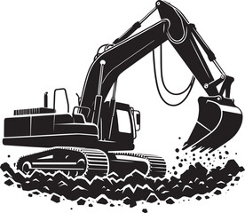 Construction excavator silhouette vector illustration isolated on a white background © Md Hasan