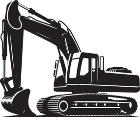 Construction excavator silhouette vector illustration isolated on a white background © Md Hasan