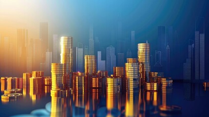 Fototapeta premium abstract business background with buildings and coins. business and finance.