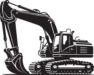 Construction excavator silhouette vector illustration isolated on a white background © Md Hasan