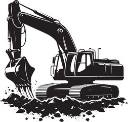 Construction excavator silhouette vector illustration isolated on a white background © Md Hasan
