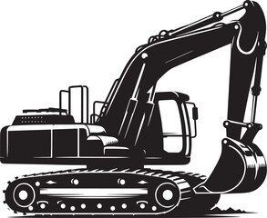 Construction excavator silhouette vector illustration isolated on a white background