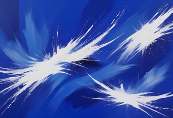 Obraz premium Opace rough monochrome uniform velvet Blue with white swirls lines and decorations, holo blue and orange electric zaps lines, background screen texture