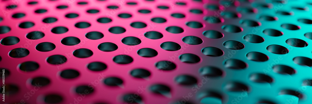 Poster gradient background transitioning from pink to teal subtle halftone decoration for a futuristic vibe