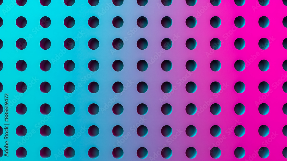 Poster gradient background transitioning from turquoise to magenta halftone elements for a bold trendy look
