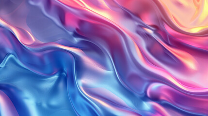 Obraz premium Background with abstract waves. Vibrant holographic chrome gradient. AI generative