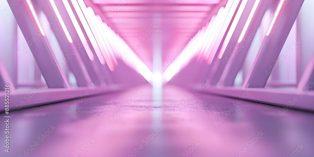 Poster creating a 3d render of purple neon lines and geometric shapes in a virtual environment. concept 3d 