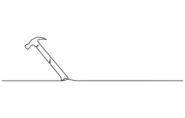 one line drawing of isolated vector object hammer Hammer construction Continuous single one line drawing illustration art vector design,
Continuous one line drawing of hammer. One line of hammer.