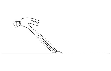 one line drawing of isolated vector object hammer Hammer construction Continuous single one line drawing illustration art vector design,
Continuous one line drawing of hammer. One line of hammer.