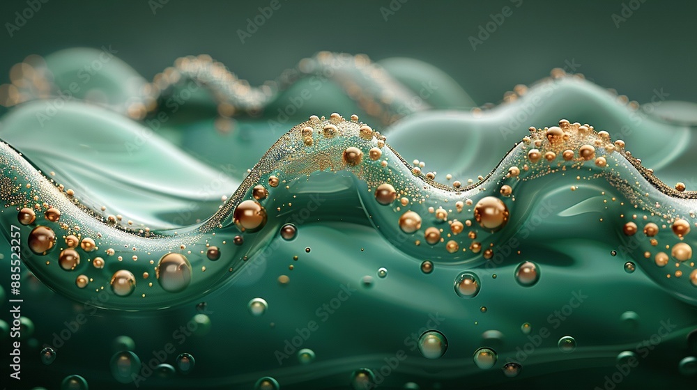 Poster a close-up of a wave with numerous bubbles on its surface, specifically those at the bottom