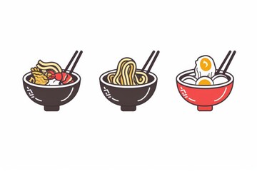 Chinese Noodle Logo, Ramen Design Icon Template, Korean Noodles, Japanese Food