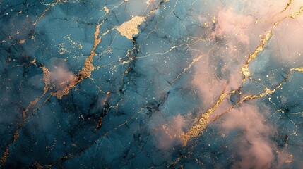   Close-up shot of blue and gold marbled surface, featuring gold glints on top