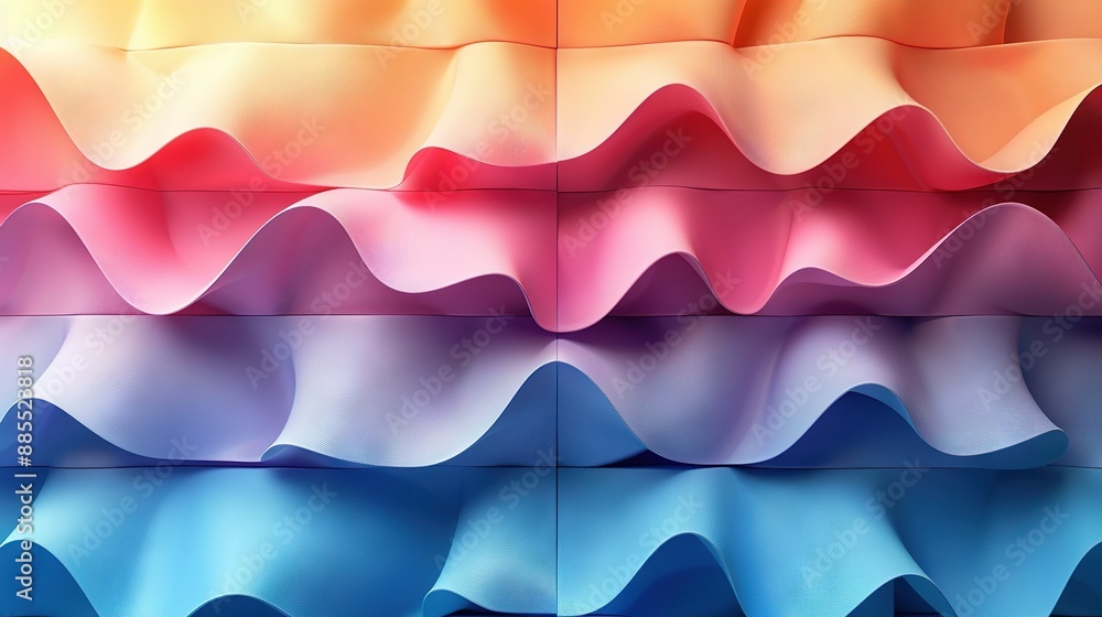 Poster a macro shot of a vibrant wall adorned with a wave pattern above and below