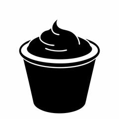 Yogurt container with yogurt silhouette vector illustration 