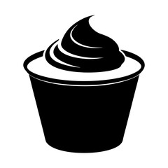 Yogurt container with yogurt silhouette vector illustration 