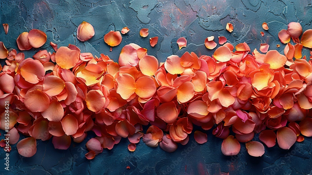 Poster painted canvas depicting an array of vibrant blossoms against a serene azure backdrop, executed with