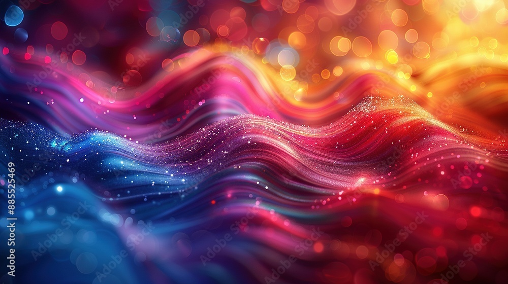 Aufkleber a close-up of a colorful wave against a dark backdrop with a hazy light at its center
